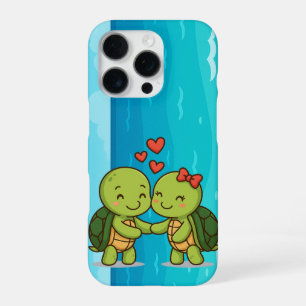 Coque iPhone 16 Pro Tortues mignonnes   Couple de dessin adorable