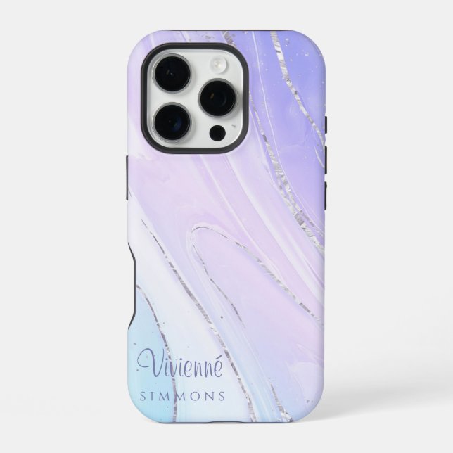 Coque iPhone Tosca rose violet Ombre marbre personnalisable (Verso)