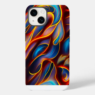 Coque Pour iPhone 14 Tourbillon Abstrait Flammes Bleu Rouge