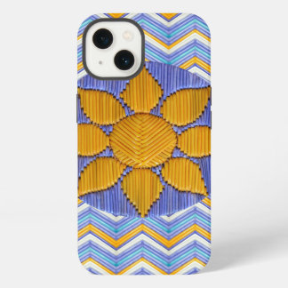 Etui iPhone 13 Tournesol Chevron Bleu