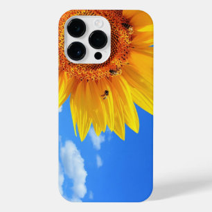 Coque Pour Pour iPhone 14 Pro Max Tournesol jaune et abeilles sur le ciel bleu