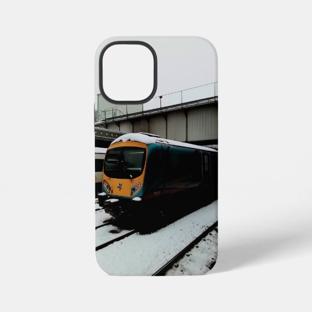 Coque iPhone Train jaune et turquoise (Verso)