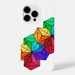 Coque Pour Pour iPhone 14 Pro Max Triangles de cubes arc-en-ciel lumineux 3D en blan