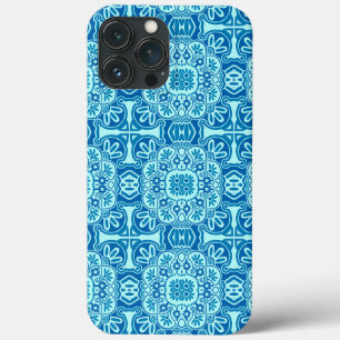 Coque iphone tribal bleu et turquoise