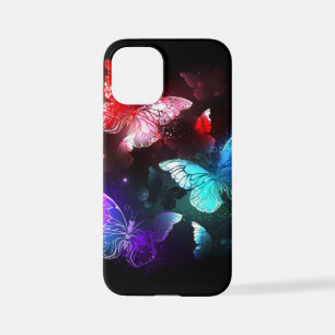 Coque iPhone 12 Mini Trois papillons brillants sur l'arrière - plan de