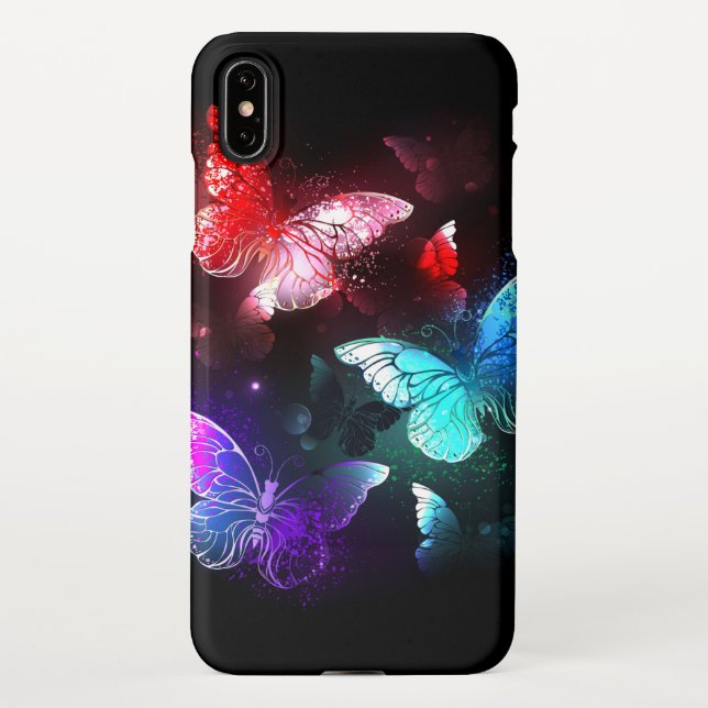 Coque iPhone Trois papillons brillants sur l'arrière - plan de  (Dos)