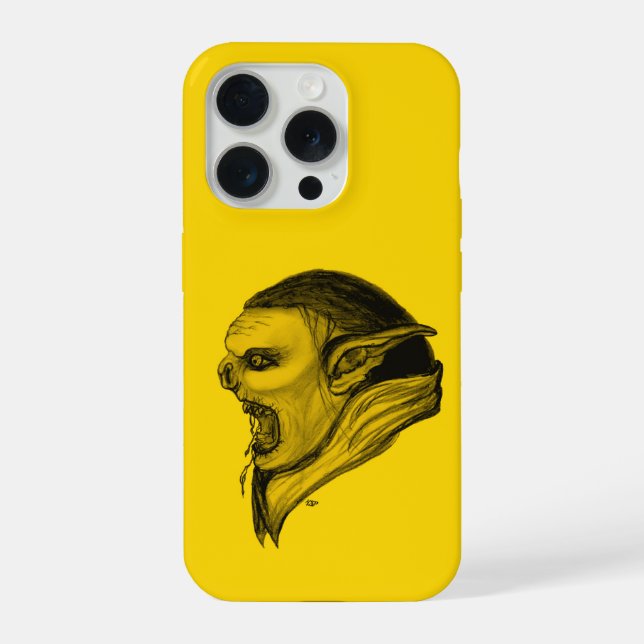 Coque iPhone Troll en noir et jaune (Verso)