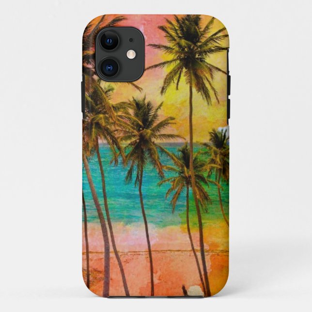 Coque iphone tropical de coutume d'océan de plage (Dos)