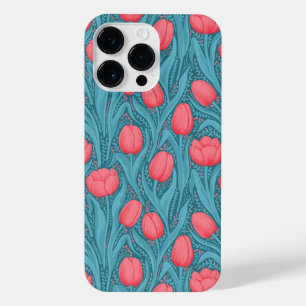 Coque Pour Pour iPhone 14 Pro Max Tulipes en bleu et rouge
