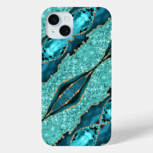 coque iphone turquoise en marbre bleu or Turquoise