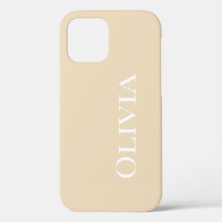 Coque iPhone 12 Pro Typographie blanche moderne Tan personnalisée