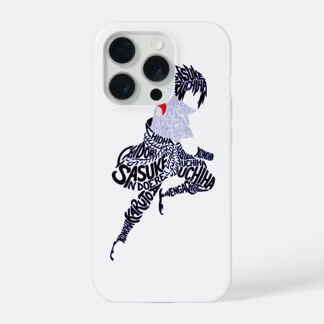 Coque iPhone Typographie d'anime Sasuke (Verso)