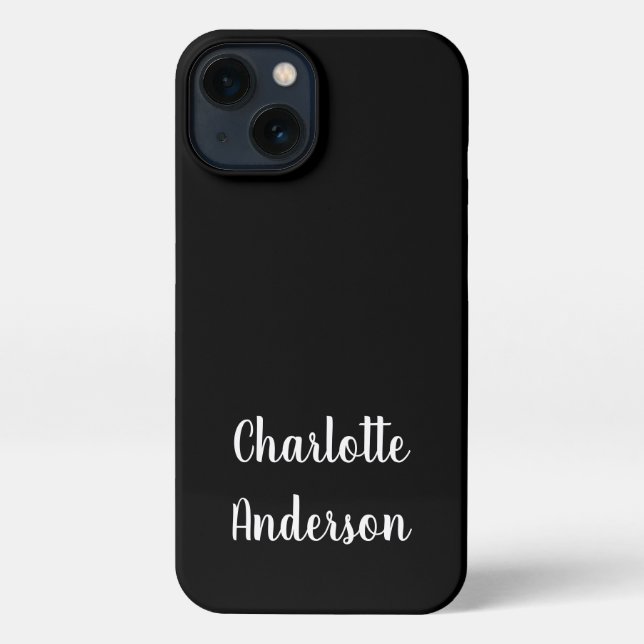 Coque iPhone Typographie de nom personnalisée Noir et blanc (Verso)