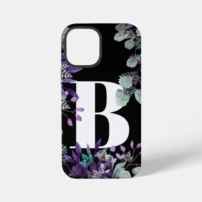 COQUE iPhone TYPOGRAPHIE FLORALE PURPLE NOIR PERSONNALISÉE (Verso)