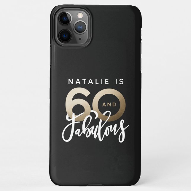 Coque iPhone Typographie moderne de l'or à 60 ans (Dos)