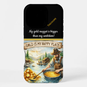Coque iPhone 16 Pro Max Un prospecteur d'or trouve de la joie au bord de l