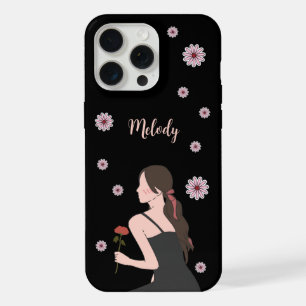 Une fille Rose à la fleur rose