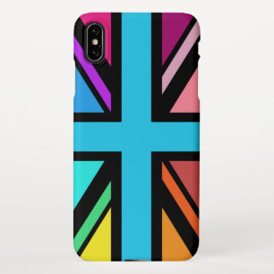 Coque iPhone XS Max Union Jack/Drapeau Multicolore+Noir