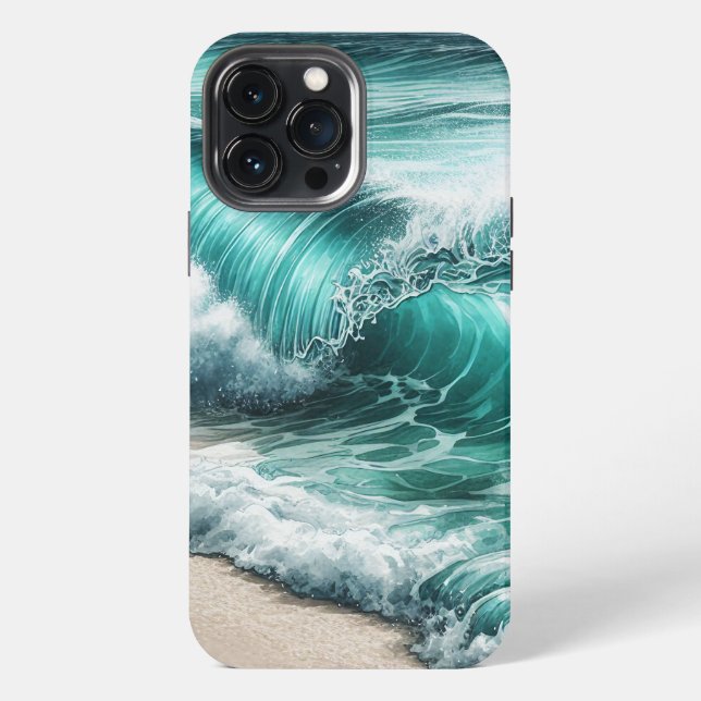 Coque iPhone Vague océanique Turquoise (Verso)