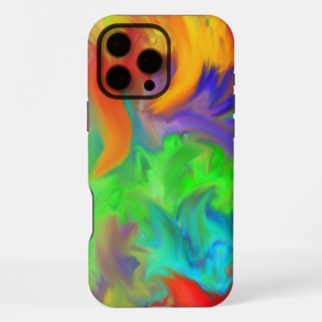 Coque iPhone Vagues de couleurs brillantes Art Abstrait (Verso)