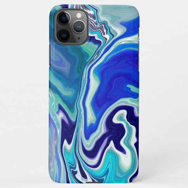 Coque iPhone Vagues de marbre bleu et Turquoise (Dos)