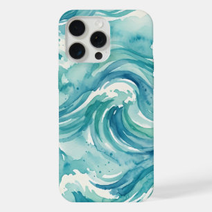 Vagues océaniques côtières aquarelle