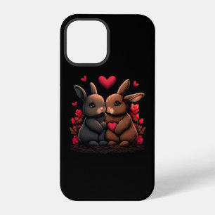Coque iPhone 12 Pro Valentine's Day Bunny Bliss, Love Hearts et Roses