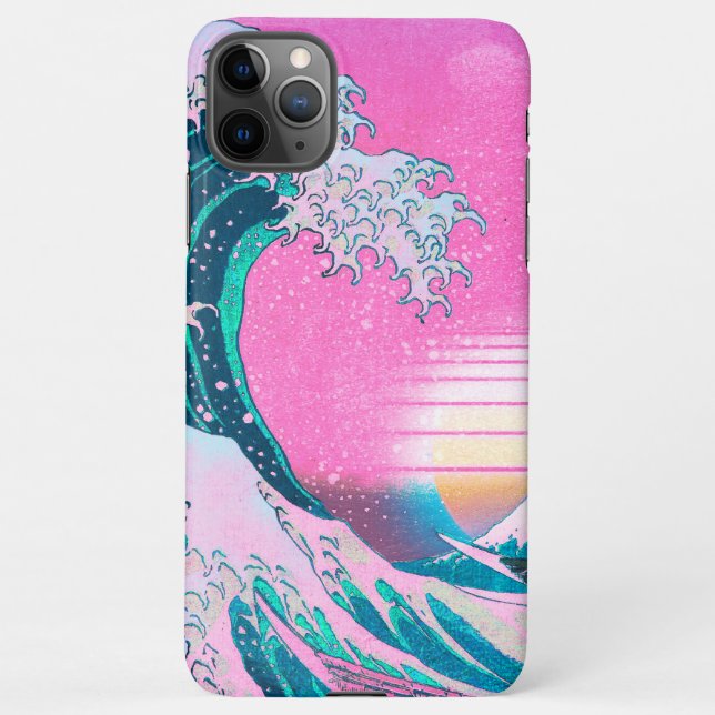 Coque iPhone Vaporwave - Grande vague de soleil au large de Kan (Dos)