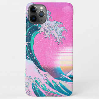 Coque iPhone 11Pro Max Vaporwave - Grande vague de soleil au large de Kan