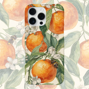 Coque iPhone 16 Pro Max Verger d'Orange – Fruit Citrus Dessiné à la Main 