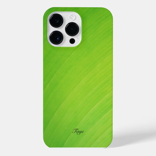 Coque iPhone Vert dégradé de la feuille de bananier Nom du moti (Verso)