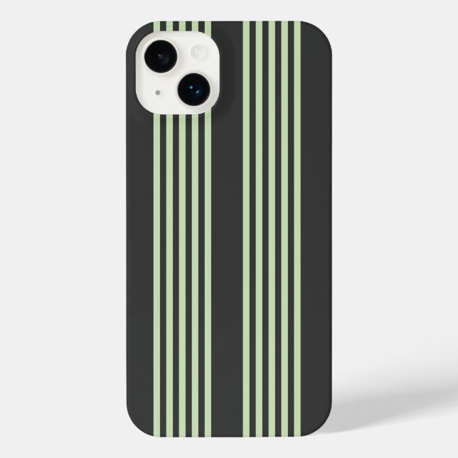 Coque iPhone Vert pâle et charbon cinq bandes motif (Verso)