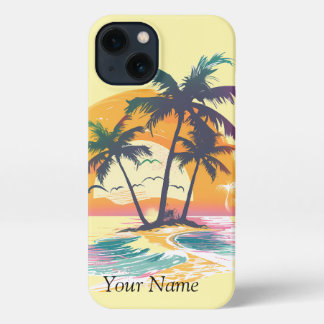 Etui iPhone 13 Vibes de soleil tropicales - Palmiers et conceptio