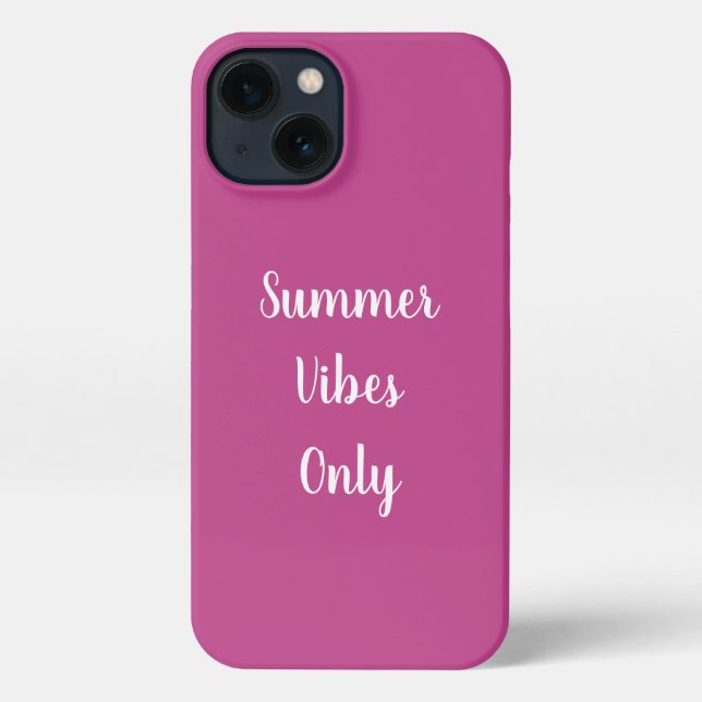 Coque iPhone Vibes d'été Magenta rose et blanc seulement Typogr (Verso)
