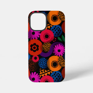 Coque iPhone 12 Mini Vibrant Abstrait Floral et Motif géométrique