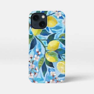Etui iPhone 13 Mini Vibrant art of blue lemon flowers