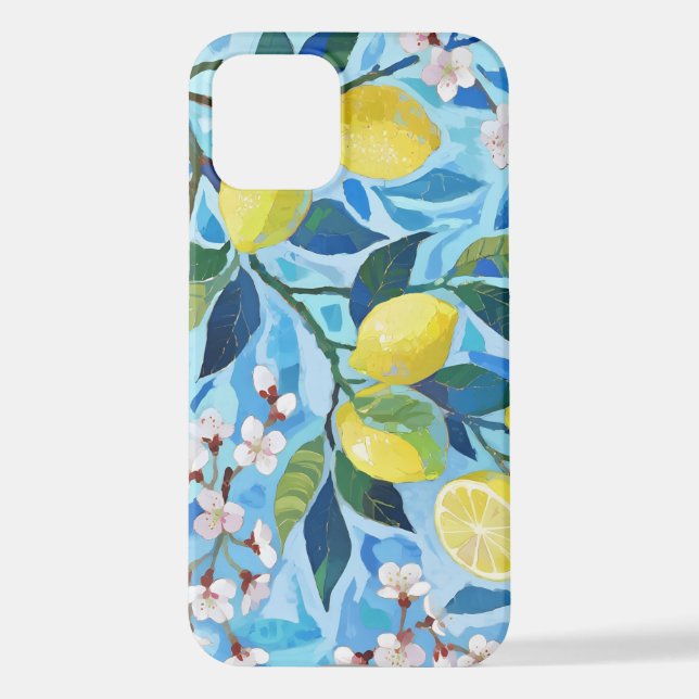 Coque iPhone Vibrant art of blue lemon flowers (Verso)