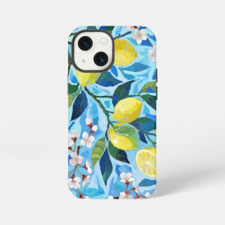 Etui iPhone 13 Mini Vibrant art of blue lemon flowers