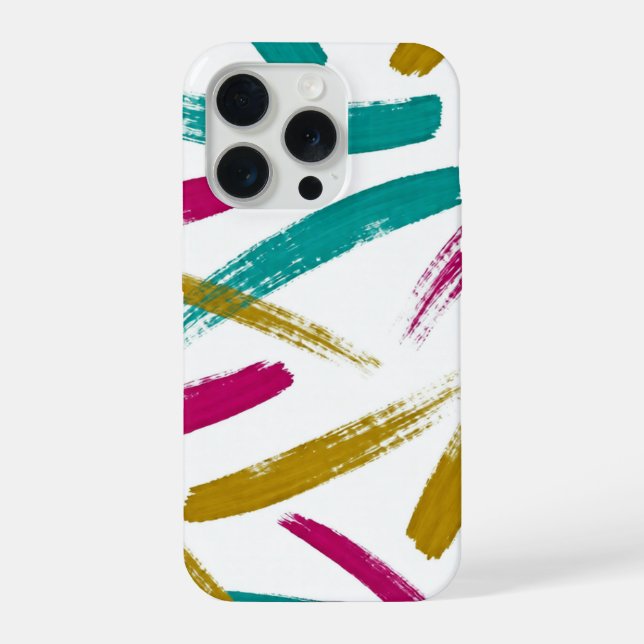 Coque iPhone Vibrant Strokes,Teal, Magenta & Mustard pattern (Verso)