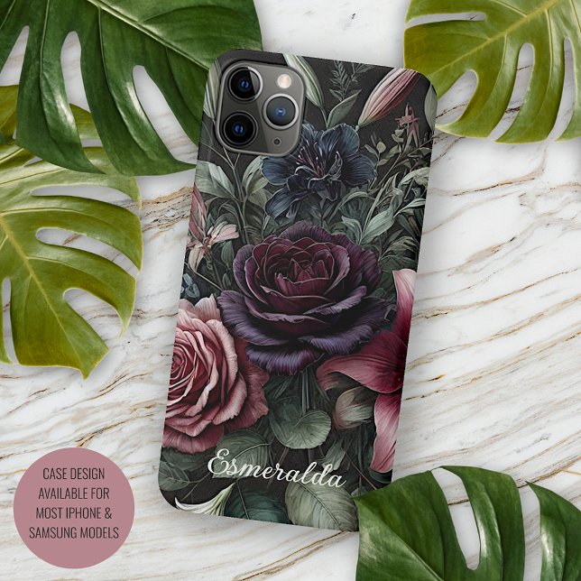 Coque iPhone Vin gothique Rose rouge Art botanique peinture (Créateur téléchargé)
