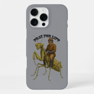Coque iPhone 16 Pro Max Vintage Pilot Riding a Giant Praying Mantis URM
