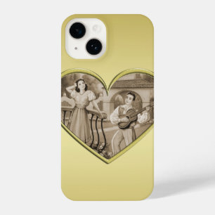 Coque Pour iPhone 14 Vintage Romance couple, homme et femme, or