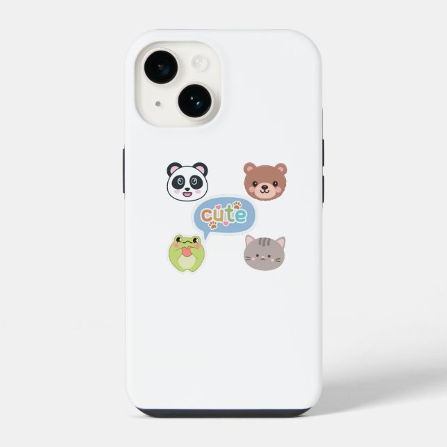 Coque iPhone Visages d'animaux Kawaii mignons | Conception de d (Verso)