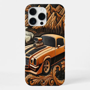 Coque iPhone 16 Pro Max Voiture de muscle paysagère dans la vallée fluvial