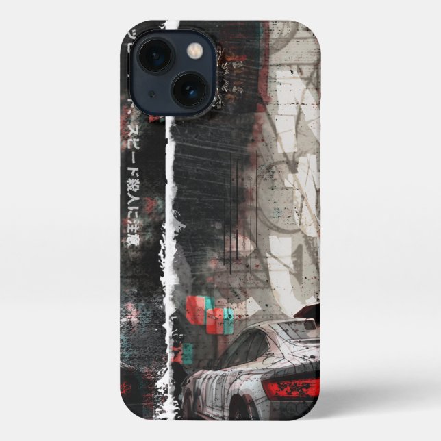 Coque iPhone Voiture en Tokyo City iPhone 13 Slim Fit Coque, Gl (Verso)