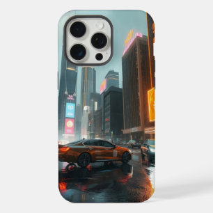 Voitures de la ville des gratte-ciel cyberpunk