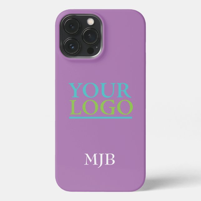 Coque iPhone Votre logo/Art/Photo, Monogramme blanc, Lavande (Verso)
