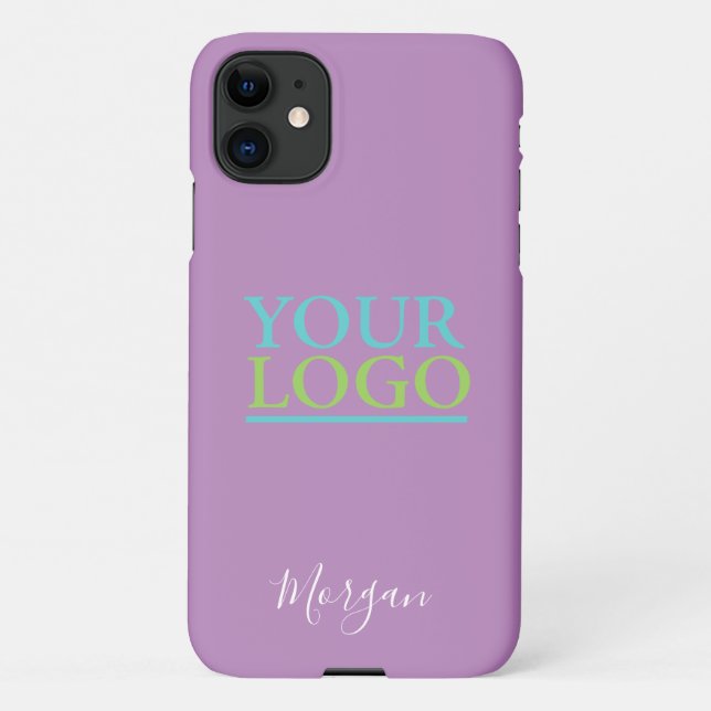 Coque iPhone Votre logo/Art/Photo, Nom du script blanc, Lavande (Dos)
