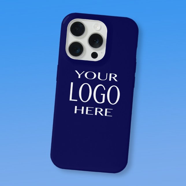 Coque iPhone Votre logo | Simple Logo Remplacement Marine Bleu (Créateur téléchargé)