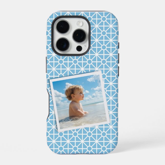 Coque iPhone Votre photo sur Pretty Blue and White Motif (Verso)